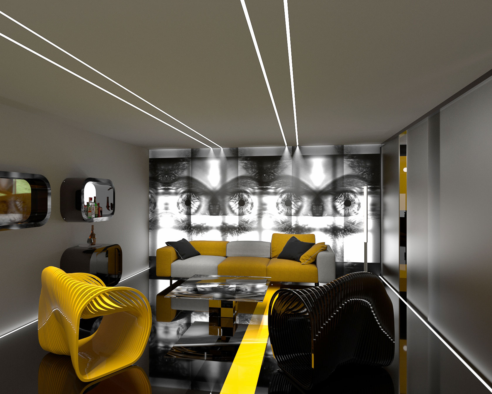 interiorimo conceptual con visión retro futurista